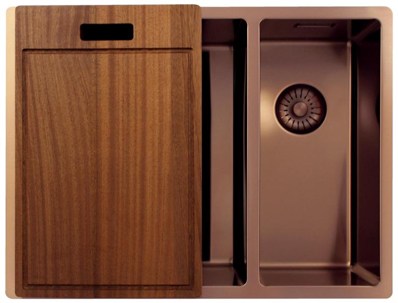 Pure.Sink Exclusivo Réz 1,5 másfél mosogató 34+18 cm 10mm sugár PEX341840-62