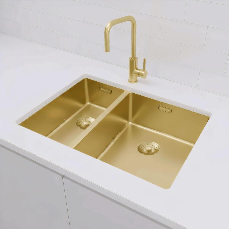 Pure.Sink Exclusivo Arany 1,5 másfél mosogató 18+34 cm 10mm sugár PEX183440-60