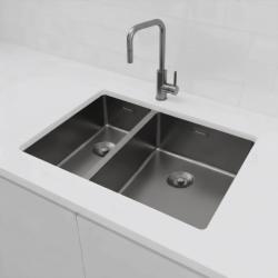 Pure.Sink Exclusivo Gun Metal 1,5 másfél mosogató 18+34 cm  10mm sugár PEX183440-61