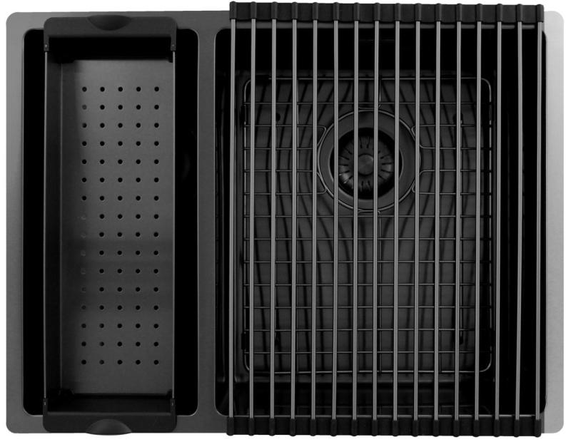 Pure.Sink Exclusivo Gun Metal 1,5 másfél mosogató 18+34 cm  10mm sugár PEX183440-61