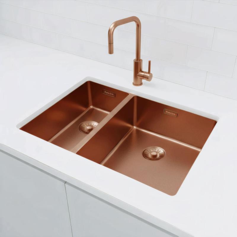 Pure.Sink Exclusivo Réz 1,5 másfél mosogató 18+34cm 10mm sugár PEX183440-62