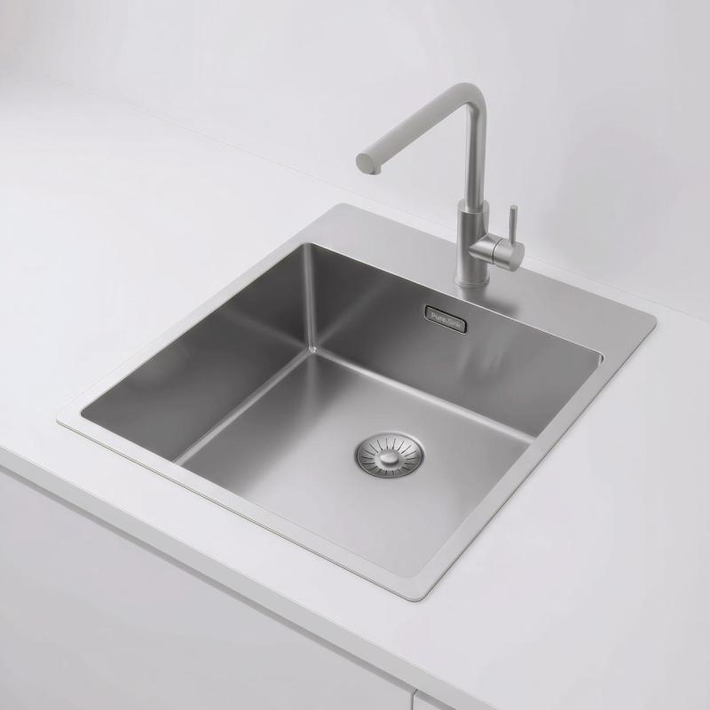 Pure.Sink Exclusivo RVS mosogató 44x52 cm Tapwing csaplyukkal 10mm sugárban PEX4040T-02