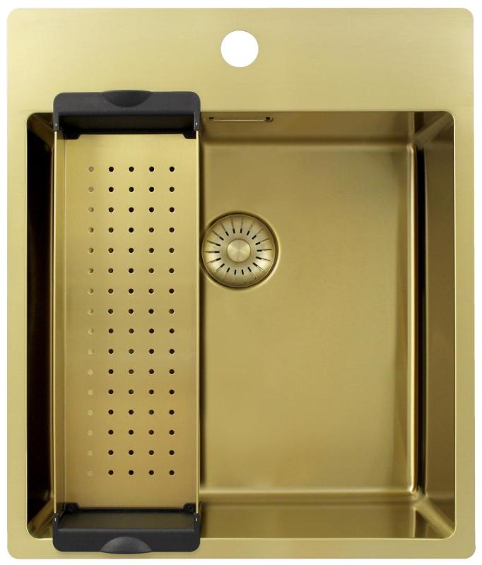 Pure.Sink Exclusivo Arany mosogató 44x52 cm Tapwing csaplyukkal 10mm sugárban PEX4040T-60