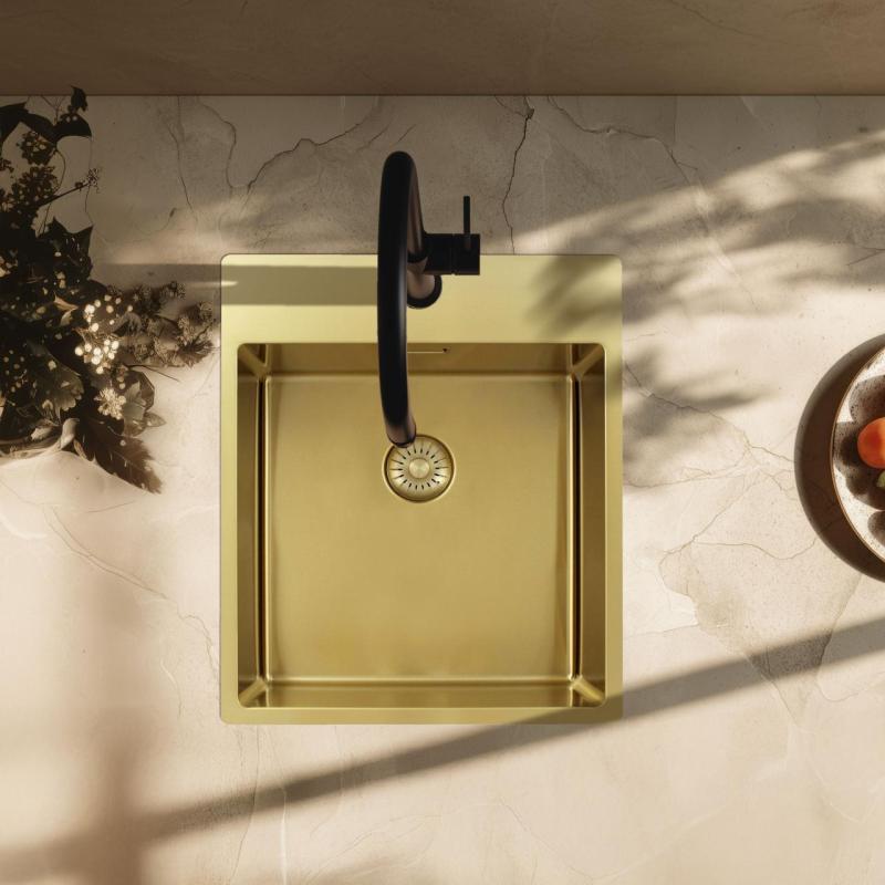 Pure.Sink Exclusivo Arany mosogató 44x52 cm Tapwing csaplyukkal 10mm sugárban PEX4040T-60