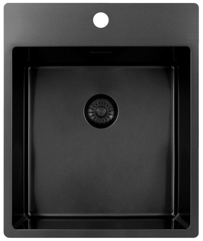 Pure.Sink Exclusivo Gun Metal mosogató 44x52 cm Tapwing csaplyukkal 10mm sugárban PEX4040T-61