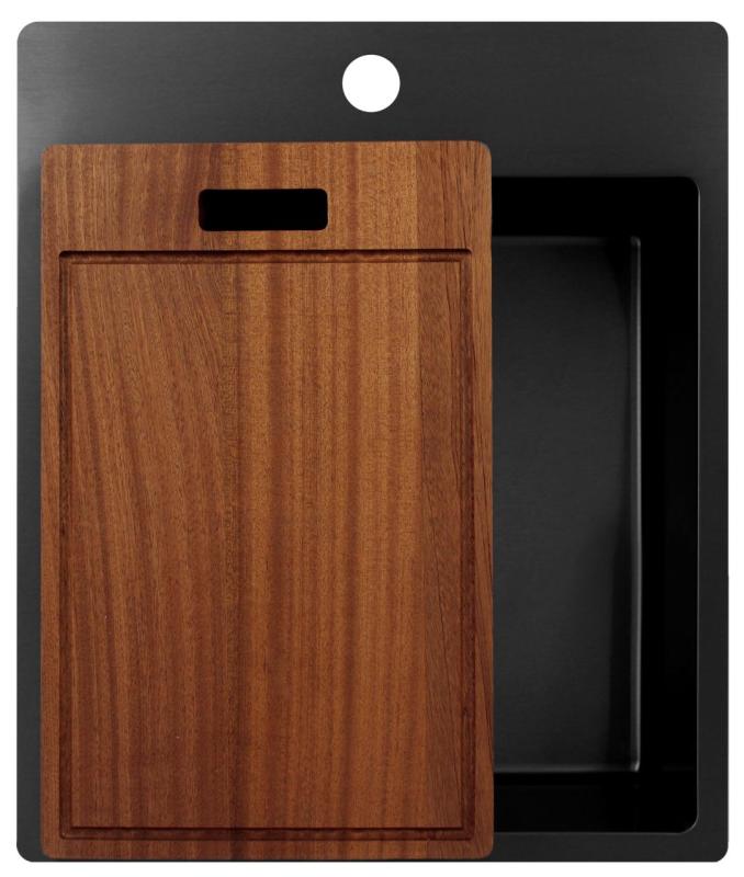 Pure.Sink Exclusivo Gun Metal mosogató 44x52 cm Tapwing csaplyukkal 10mm sugárban PEX4040T-61