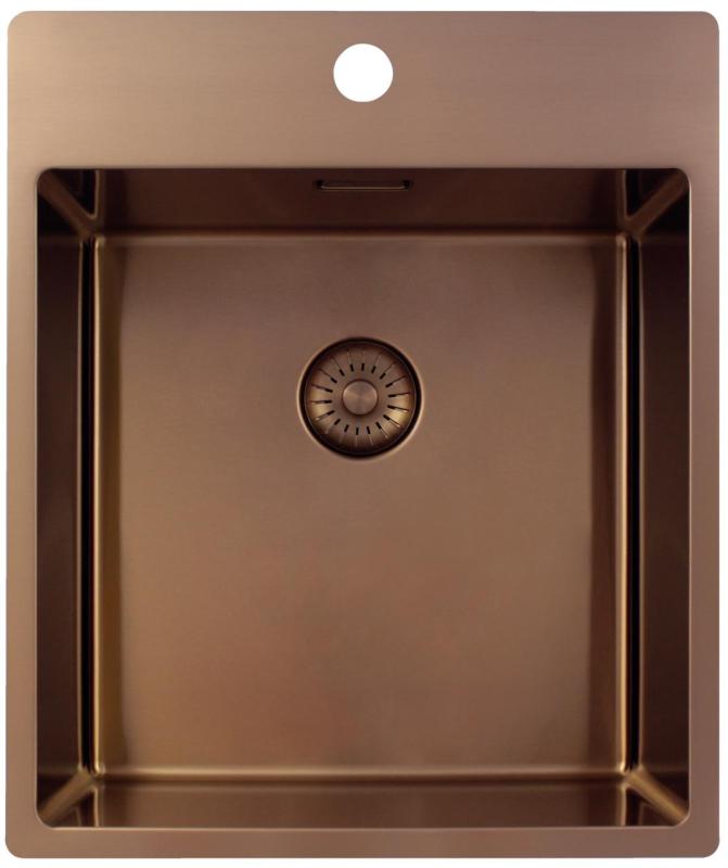 Pure.Sink Exclusivo Réz mosogató 44x52 cm Csapatszárny csaplyukbankkal 10mm sugárban PEX4040T-62