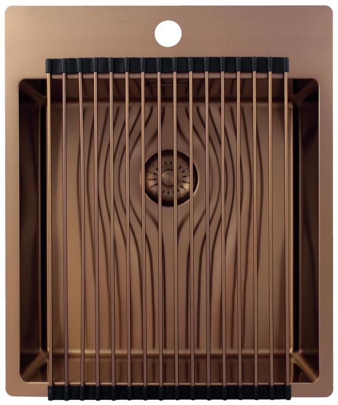 Pure.Sink Exclusivo Réz mosogató 44x52 cm Csapatszárny csaplyukbankkal 10mm sugárban PEX4040T-62