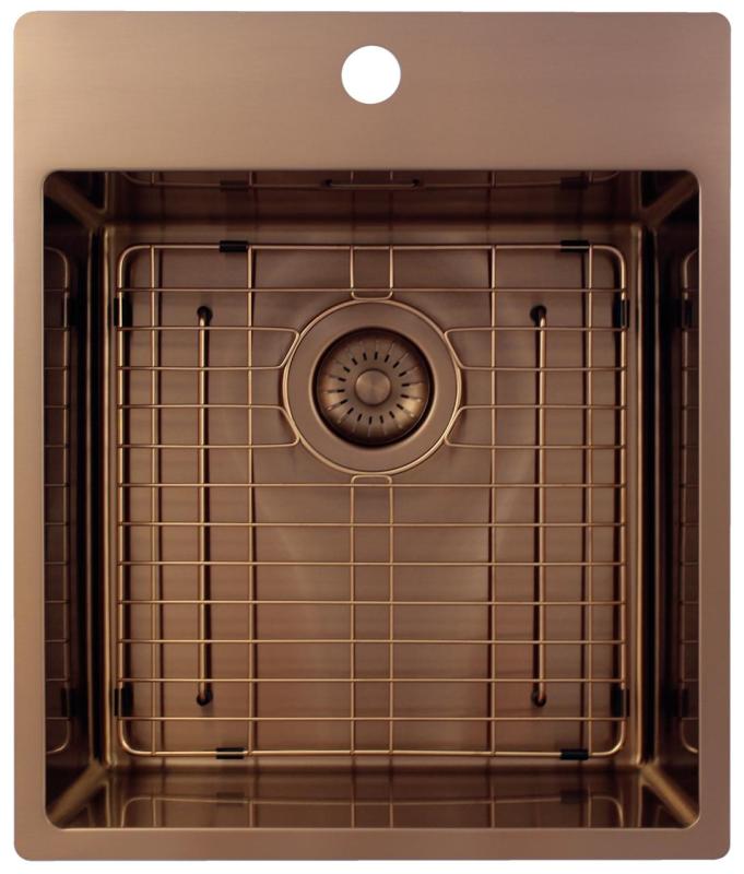 Pure.Sink Exclusivo Réz mosogató 44x52 cm Csapatszárny csaplyukbankkal 10mm sugárban PEX4040T-62