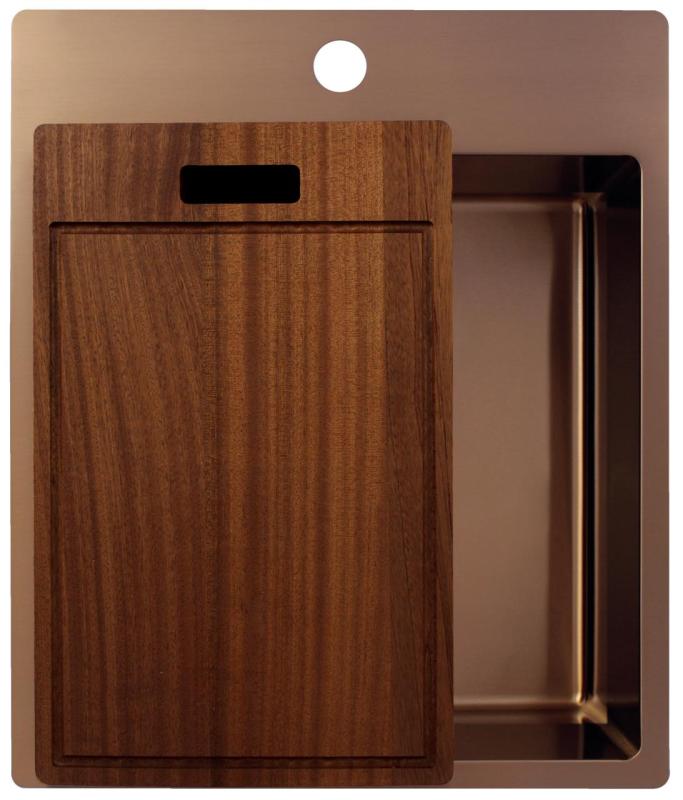 Pure.Sink Exclusivo Réz mosogató 44x52 cm Csapatszárny csaplyukbankkal 10mm sugárban PEX4040T-62