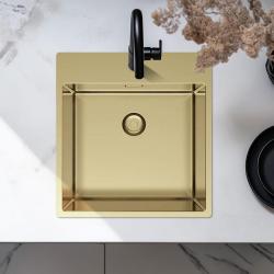 Pure.Sink Exclusivo Arany mosogató 49x52 cm Tapwing csaplyukkal 10mm sugárban PEX4540T-60
