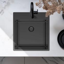 Pure.Sink Exclusivo Gun Metal mosogató 49x52 cm Tapwing csaplyukkal 10mm sugárban PEX4540T-61