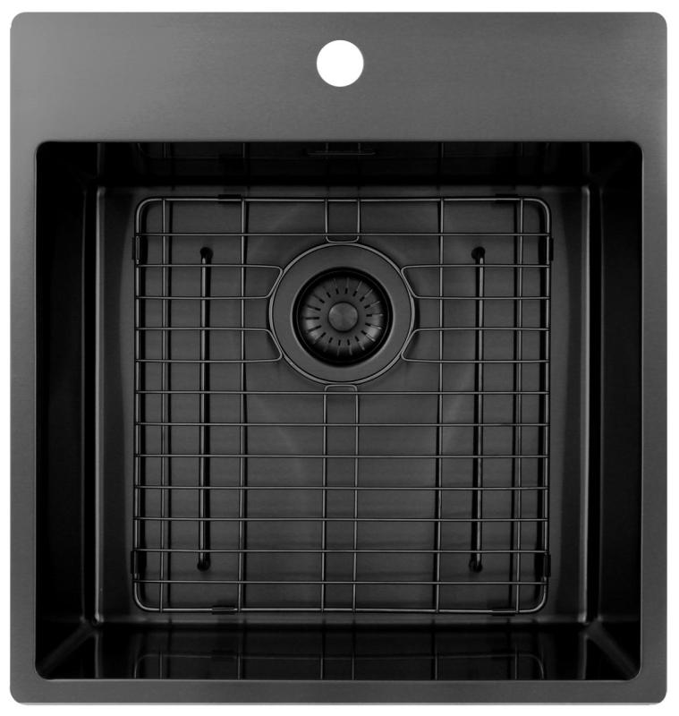 Pure.Sink Exclusivo Gun Metal mosogató 49x52 cm Tapwing csaplyukkal 10mm sugárban PEX4540T-61