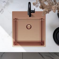 Pure.Sink Exclusivo Réz mosogató 49x52 cm csaplyukkal ellátott szárny 10mm sugarú PEX4540T-62