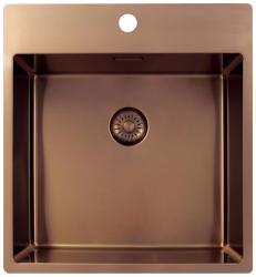 Pure.Sink Exclusivo Réz mosogató 49x52 cm csaplyukkal ellátott szárny 10mm sugarú PEX4540T-62