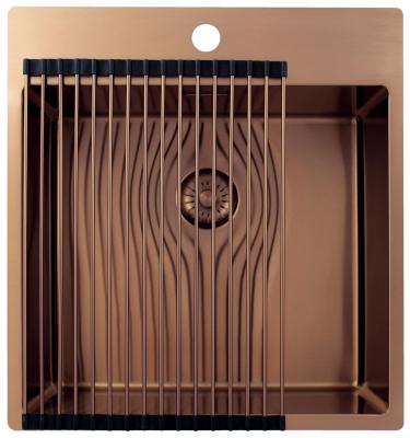 Pure.Sink Exclusivo Réz mosogató 49x52 cm csaplyukkal ellátott szárny 10mm sugarú PEX4540T-62