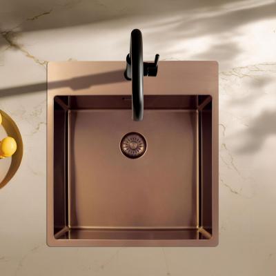 Pure.Sink Exclusivo Réz mosogató 49x52 cm csaplyukkal ellátott szárny 10mm sugarú PEX4540T-62