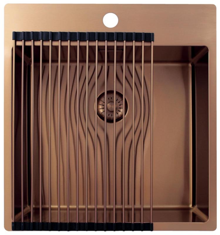 Pure.Sink Exclusivo Réz mosogató 49x52 cm csaplyukkal ellátott szárny 10mm sugarú PEX4540T-62