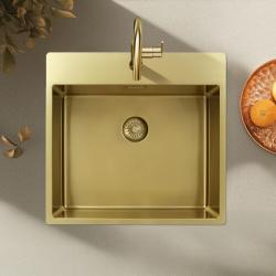Pure.Sink Exclusivo Arany mosogató 54x52 cm Tapwing csaplyukkal 10mm sugárban PEX5040T-60