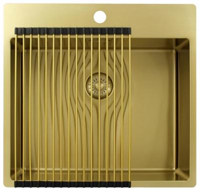 Pure.Sink Exclusivo Arany mosogató 54x52 cm Tapwing csaplyukkal 10mm sugárban PEX5040T-60