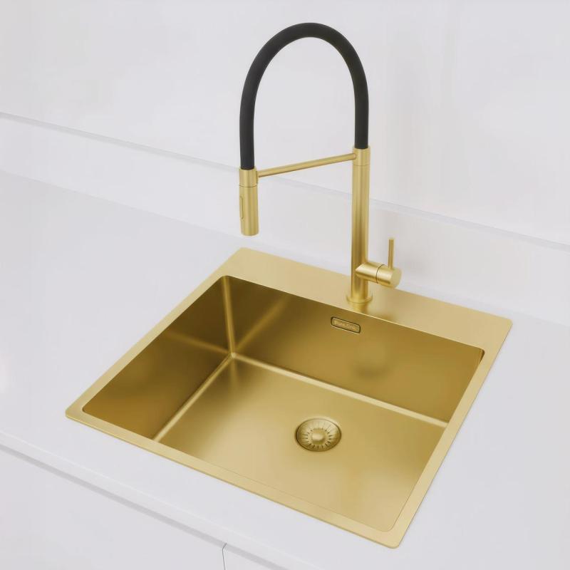 Pure.Sink Exclusivo Arany mosogató 54x52 cm Tapwing csaplyukkal 10mm sugárban PEX5040T-60