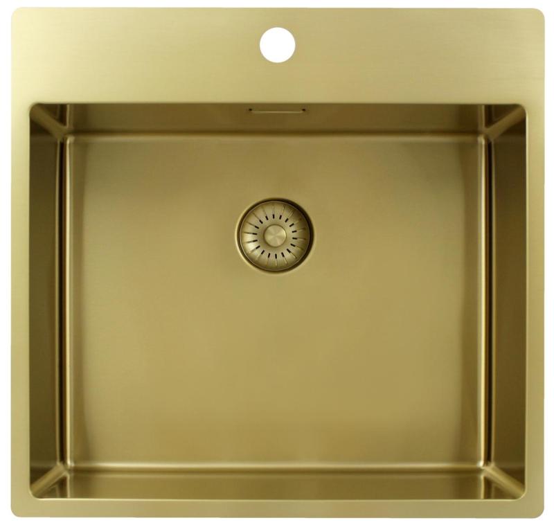 Pure.Sink Exclusivo Arany mosogató 54x52 cm Tapwing csaplyukkal 10mm sugárban PEX5040T-60