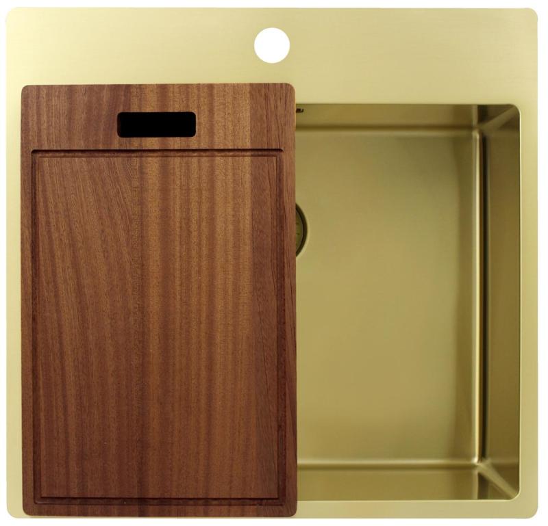 Pure.Sink Exclusivo Arany mosogató 54x52 cm Tapwing csaplyukkal 10mm sugárban PEX5040T-60