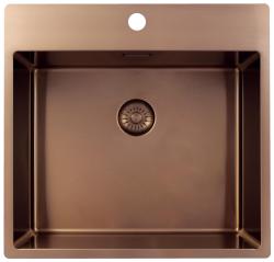Pure.Sink Exclusivo Réz mosogató 54x52 cm Csapattal felszerelt csaplyukbank 10mm sugár PEX5040T-62