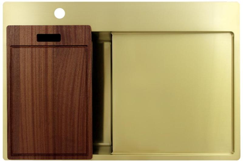 Pure.Sink Exclusivo Arany színű kis mosogató csöpögőrésszel 78x52 cm Csap bal oldalon PEX3478LT-60