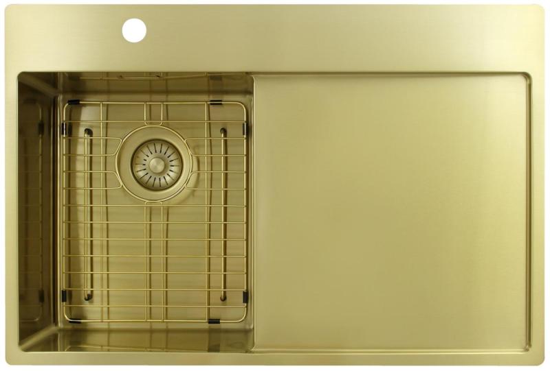 Pure.Sink Exclusivo Arany színű kis mosogató csöpögőrésszel 78x52 cm Csap bal oldalon PEX3478LT-60