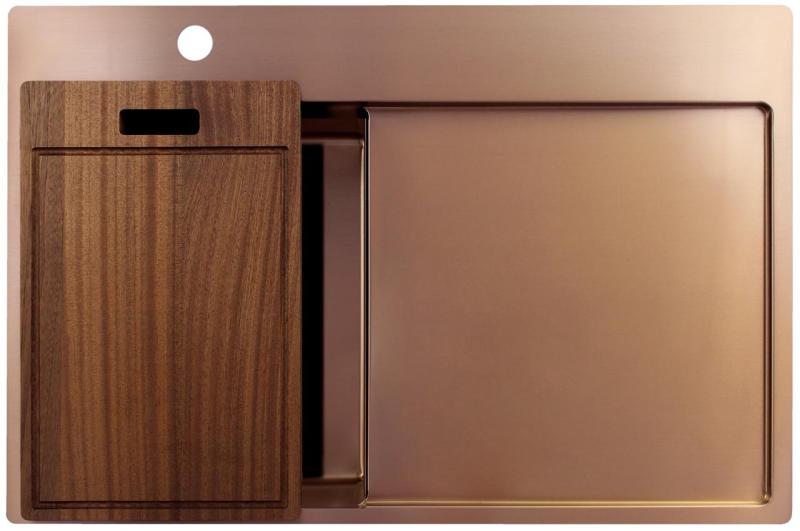 Pure.Sink Exclusivo Réz kis mosogató csapott részével 78x52 cm Bal oldali csaptelep PEX3478LT-62