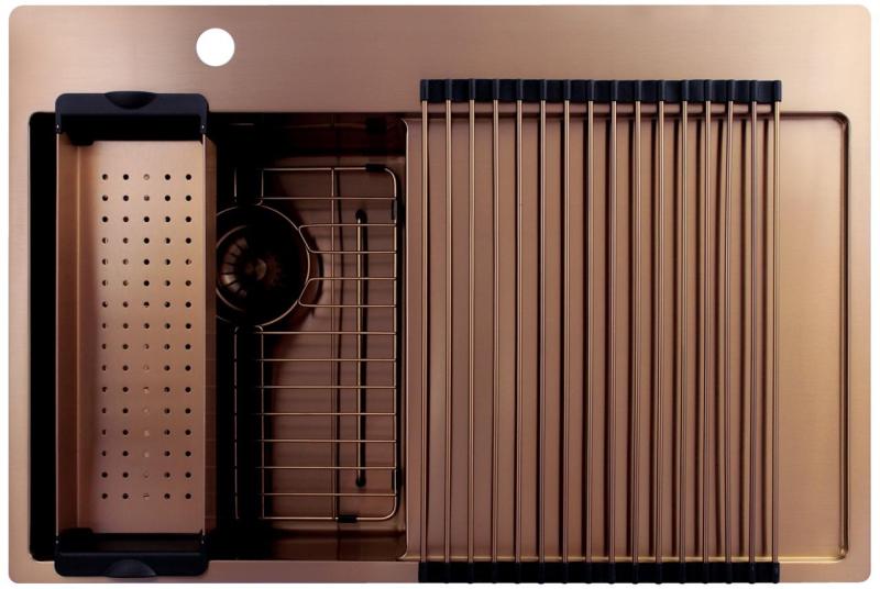 Pure.Sink Exclusivo Réz kis mosogató csapott részével 78x52 cm Bal oldali csaptelep PEX3478LT-62