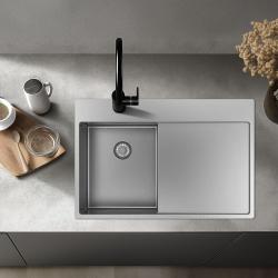 Pure.Sink Exclusivo RVS kis mosogató csapteleppel és csepegtető résszel 78x52 cm jobboldali Tapwing PEX3478RT-02