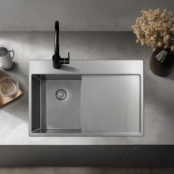 Pure.Sink Exclusivo RVS kis mosogató csapteleppel és csepegtető résszel 78x52 cm jobboldali Tapwing PEX3478RT-02