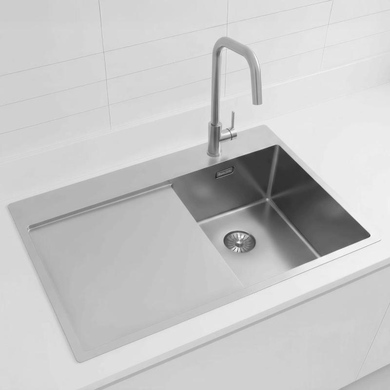 Pure.Sink Exclusivo RVS kis mosogató csapteleppel és csepegtető résszel 78x52 cm jobboldali Tapwing PEX3478RT-02