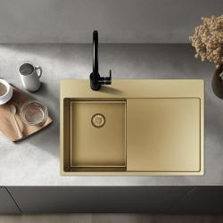 Pure.Sink Exclusivo Arany kis mosogató csepegtető résszel 78x52 cm Jobboldali csaptelep PEX3478RT-60