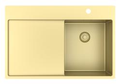 Pure.Sink Exclusivo Arany kis mosogató csepegtető résszel 78x52 cm Jobboldali csaptelep PEX3478RT-60