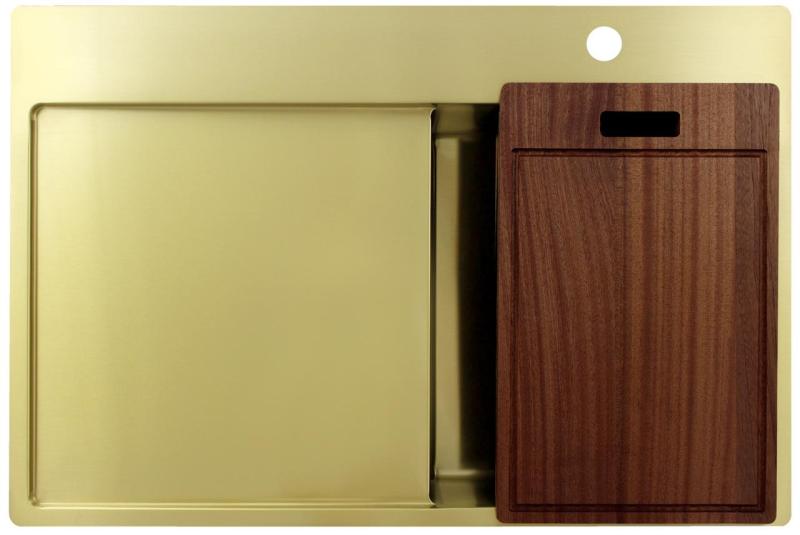 Pure.Sink Exclusivo Arany színű kis mosogató csöpögőrésszel 78x52 cm Csap jobb oldalon PEX3478RT-60