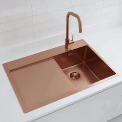 Pure.Sink Exclusivo Réz kis mosogató csapteleppel és csepegtető résszel 78x52 cm Jobb oldali Tapwing PEX3478RT-62