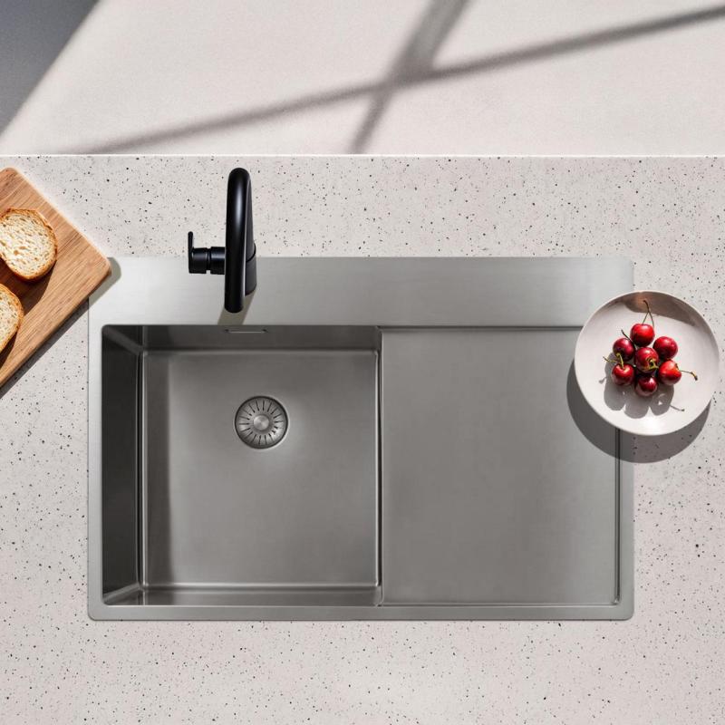 Pure.Sink Exclusivo RVS mosogatómedence csepegtető résszel 78x52 cm Tapwing bal PEX4078LT-02