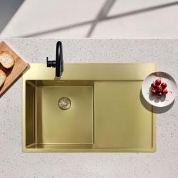Pure.Sink Exclusivo Arany mosogató csapadéktálcával 78x52 cm Bal oldali Tapwing PEX4078LT-60