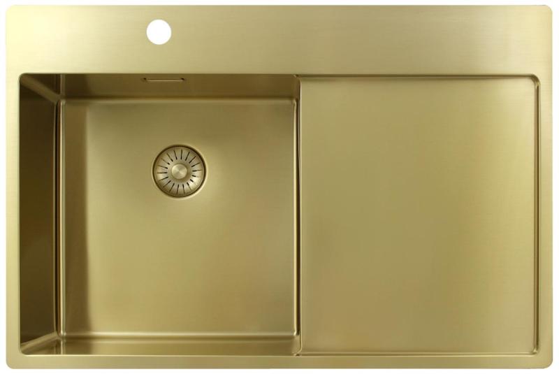 Pure.Sink Exclusivo Arany mosogató lecsepegtetővel 78x52 cm Csaptelep bal oldalon PEX4078LT-60