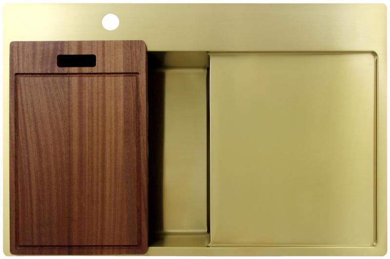 Pure.Sink Exclusivo Arany mosogató lecsepegtetővel 78x52 cm Csaptelep bal oldalon PEX4078LT-60