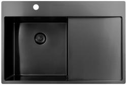 Pure.Sink Exclusivo Gun Metal mosogató csapteleppel, csepegtetőrészleggel 78x52 cm Tapwing bal PEX4078LT-61