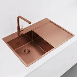 Pure.Sink Exclusivo Réz mosogató, csepegtetővel 78x52 cm Bal oldali csaptelep PEX4078LT-62