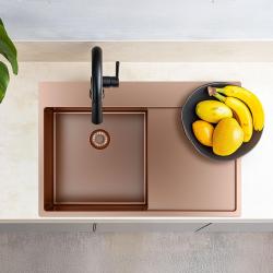 Pure.Sink Exclusivo Réz mosogató, csepegtetővel 78x52 cm Bal oldali csaptelep PEX4078LT-62