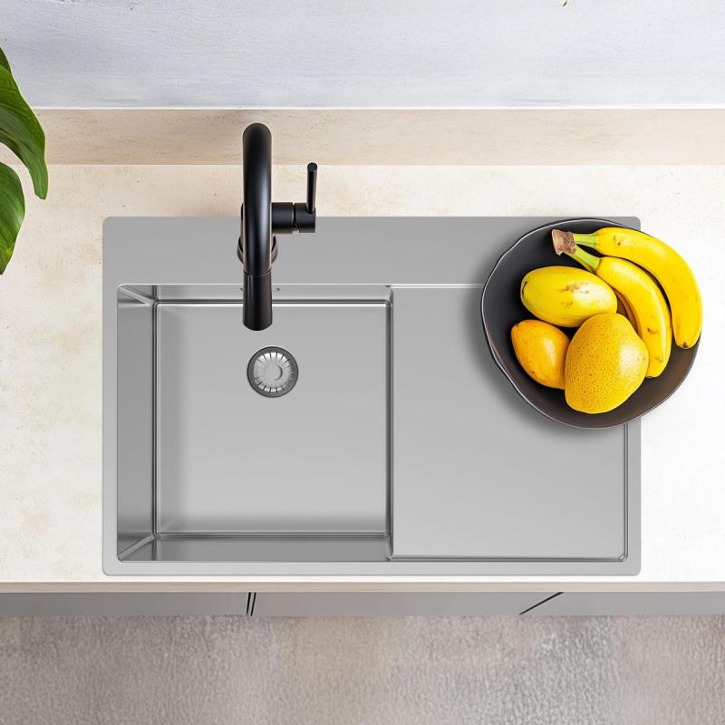 Pure.Sink Exclusivo RVS mosogató csapteleppel és csepegtető résszel 78x52 cm jobb oldali Tapwing PEX4078RT-02