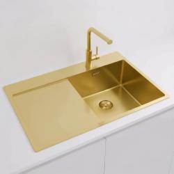 Pure.Sink Exclusivo Arany mosogató lecsepegtetővel 78x52 cm Csap jobb oldalon PEX4078RT-60