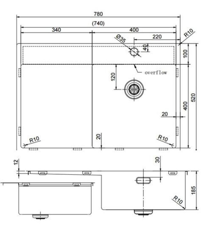 Pure.Sink Exclusivo Arany mosogató lecsepegtetővel 78x52 cm Csap jobb oldalon PEX4078RT-60