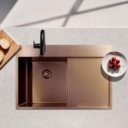 Pure.Sink Exclusivo Réz mosogató csepegtetővel 78x52 cm Jobboldali csaptelep PEX4078RT-62